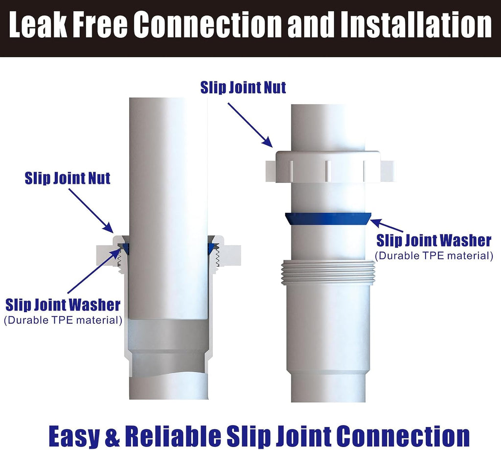 Bathroom Sink Drain Kit, for Most 1-1/4” Kitchen or Bathroom Sinks Drain Repair,1-1/4” P Trap or S Trap Plumbing Sink