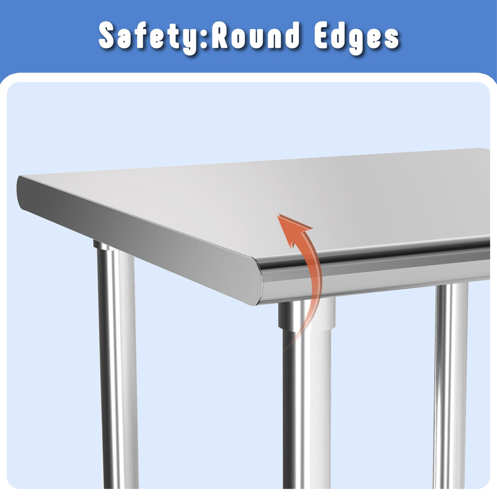 NSF Certified Stainless Steel Work Table for Prep, 24x48 Inch