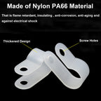 Teansic 200Pcs White Nylon U-Type Cable Clamps, 1/8 Inch Wire Organizer