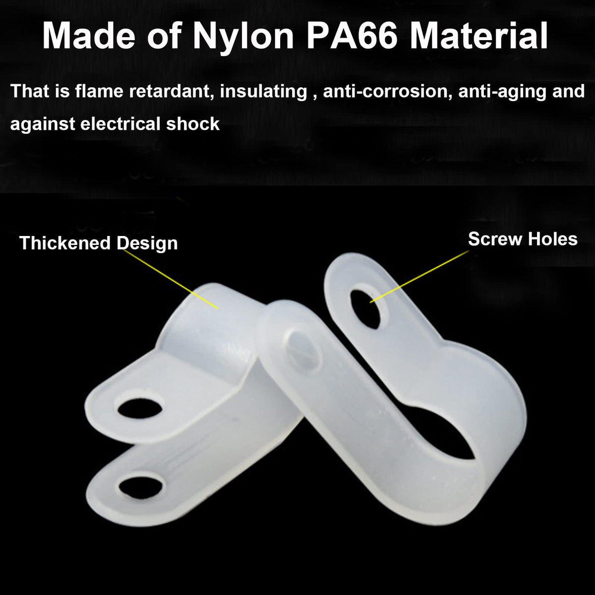Teansic 200Pcs White Nylon U-Type Cable Clamps, 1/8 Inch Wire Organizer
