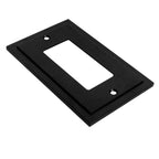 Modern Edge Decorative Wall Plate Switch Plate Outlet Cover, Durable Solid Zinc Alloy (Single Decorator 2PK, Matte Black)