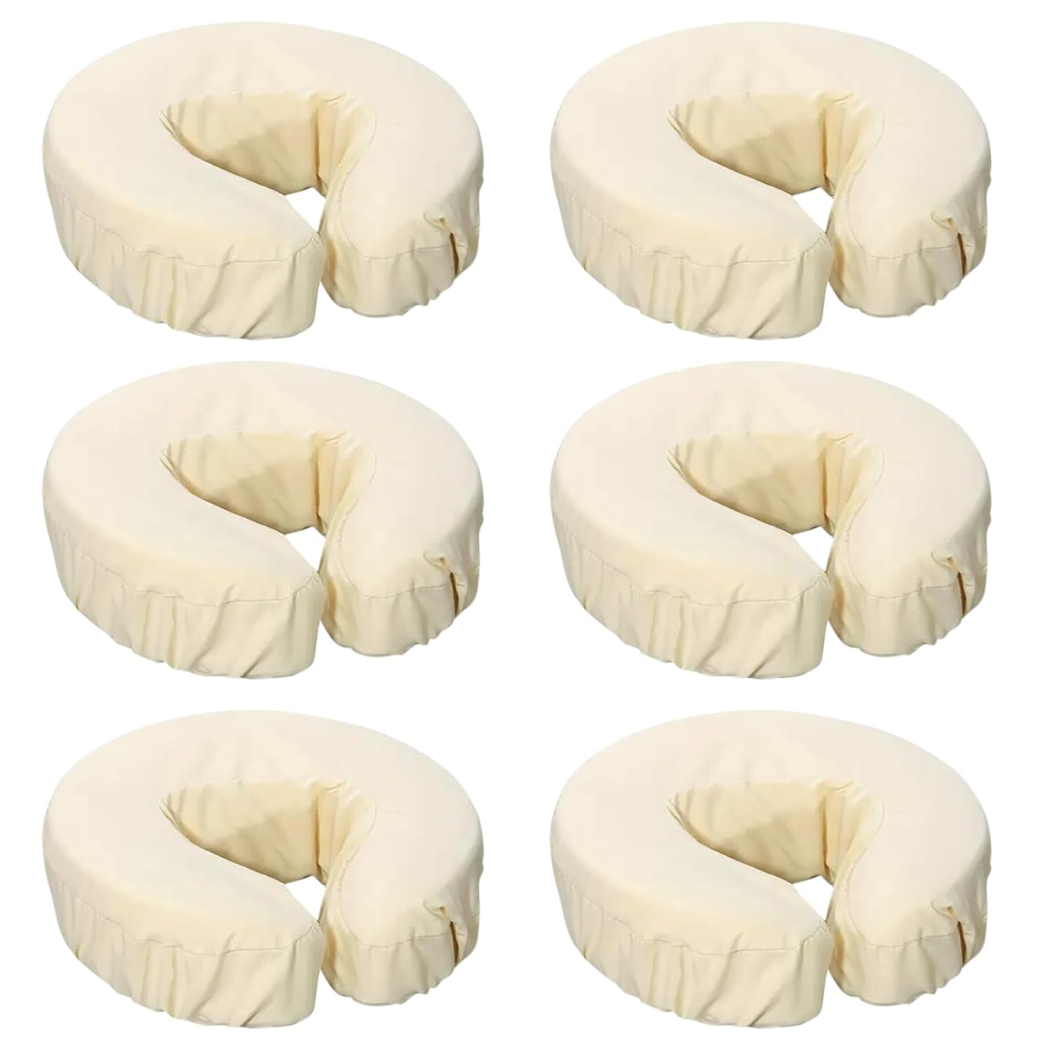 Reusable Microfiber Massage Face Rest Covers,Cream,6 Pack | Extra Soft & Heavy Face Cradle Covers,Cozies