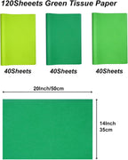 120 Sheet Mix Green Tissue Paper HMUIKFRY 20x14Inch Wrapping Paper
