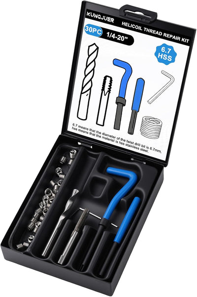 30PC SAE Helicoil Thread Repair Insert Kit， 1/4-20 inch Rethread