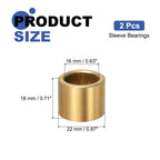 uxcell 2 Pcs Sleeve Bearings, 16mm Bore x 22mm OD x 18mm Length