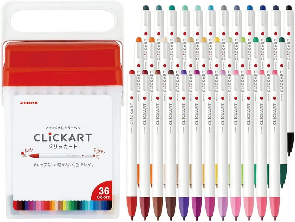 Zebra WYSS22-36C-N Clickart Water-Based Markers, 36 Colors, Case Included