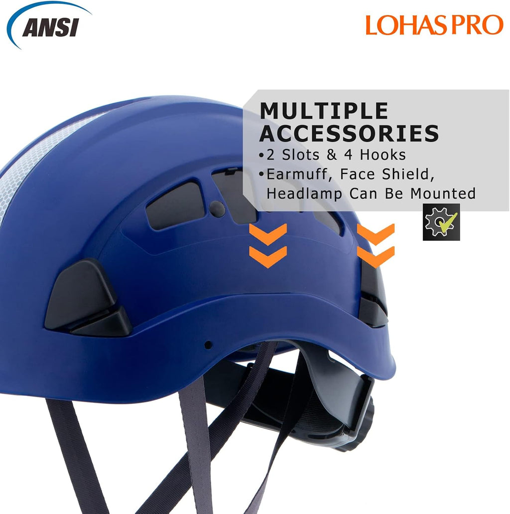 Hard Hats Construction Safety Helmet ANSI Z89.1 Approved OSHA Hardhat Vented Men Worker Blue Hard Hat with Chin Strap