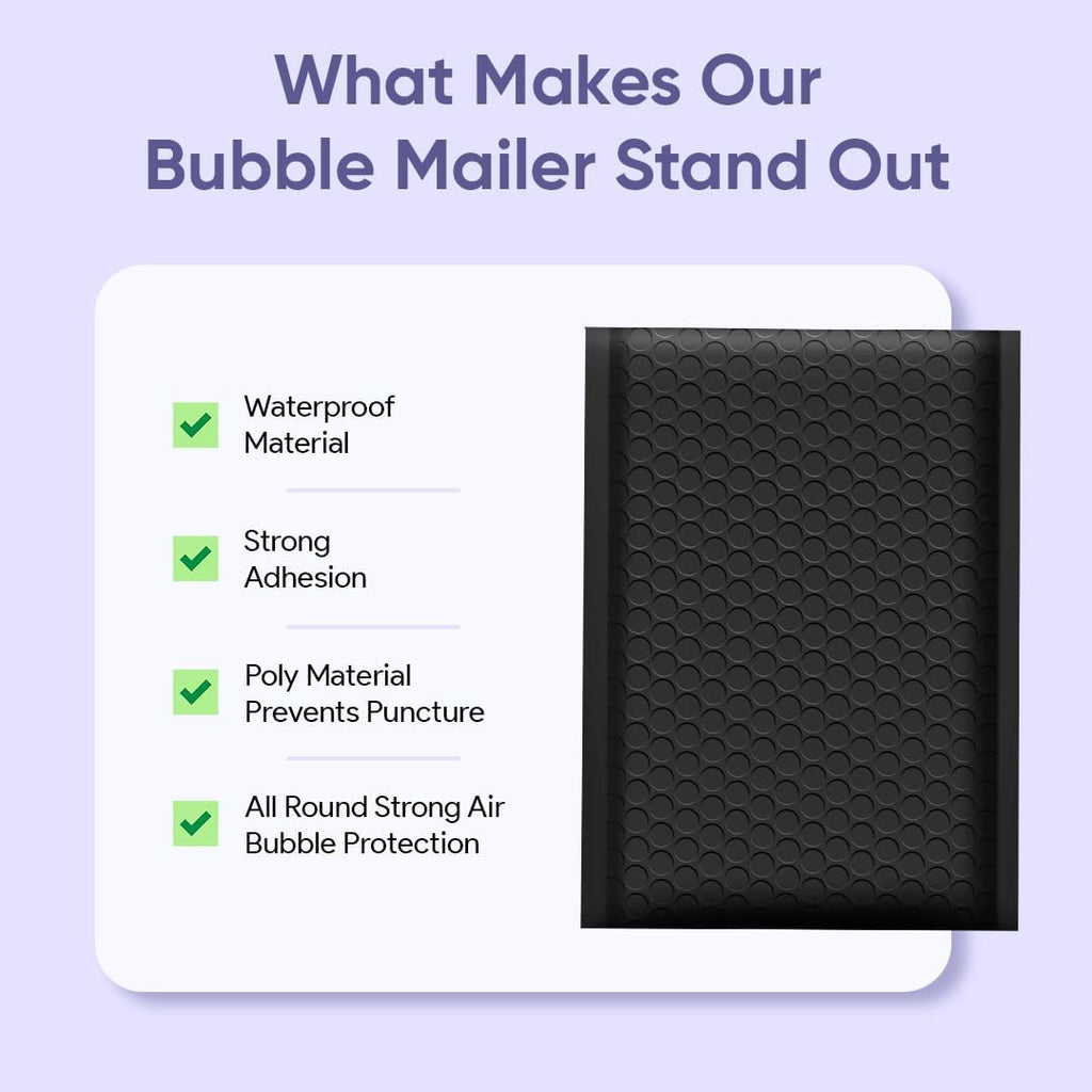 Black Bubble Mailers 9.5x14.5, Self Seal Poly Padded Envelopes #4, 100 Pack