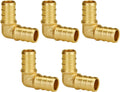 SUNGATOR 5-Pack 1/2 Inch PEX 90 Degree Elbow Fittings, Brass