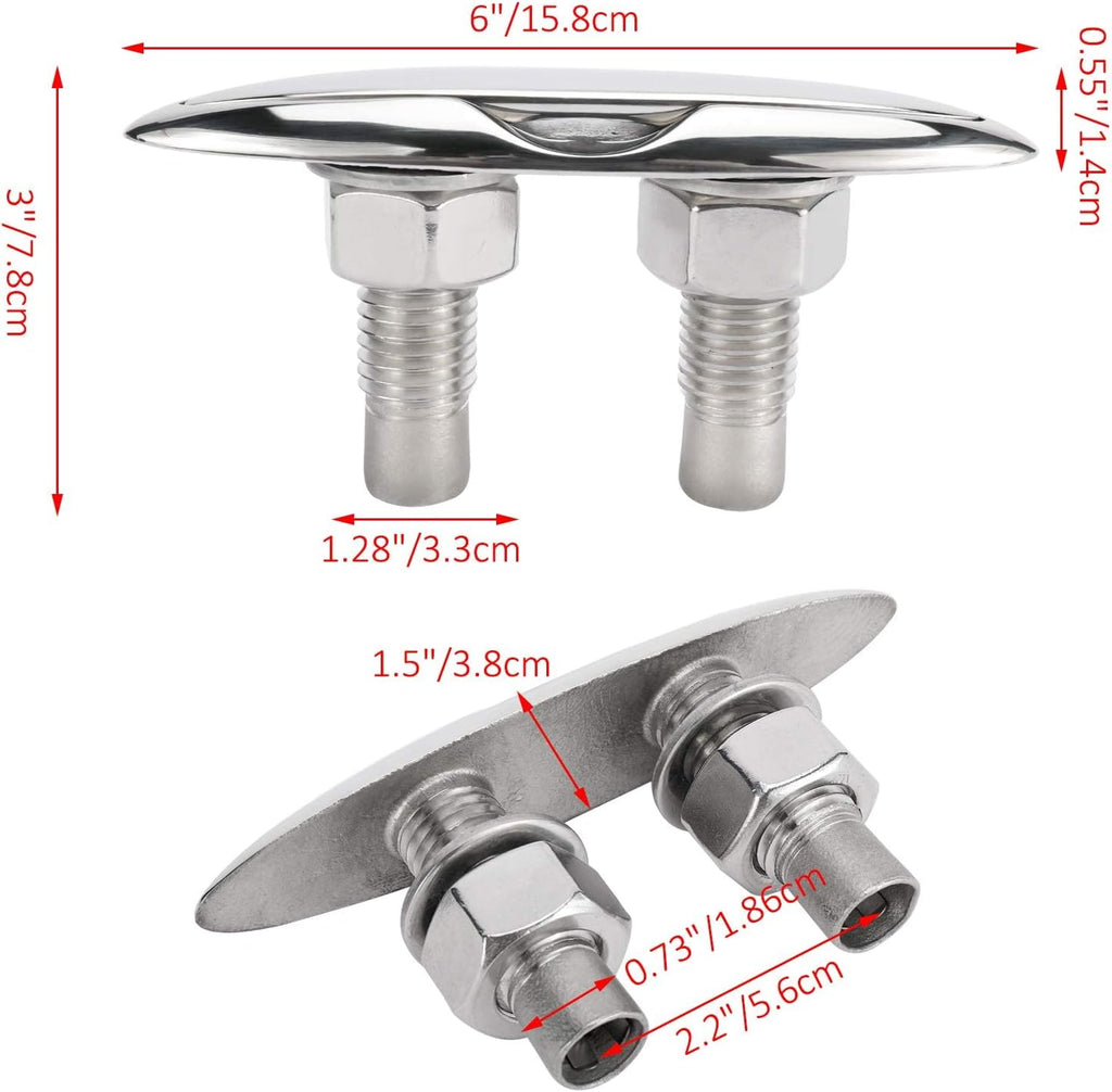 Amarine Made 2 Pack Stainless Steel 316 Pull Up Cleat - 6-1/2" -M0098S (2)
