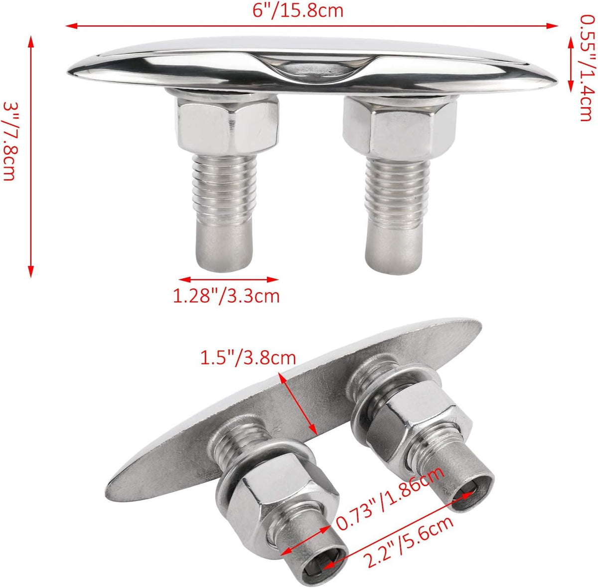 Amarine Made 2 Pack Stainless Steel 316 Pull Up Cleat - 6-1/2" -M0098S (2)