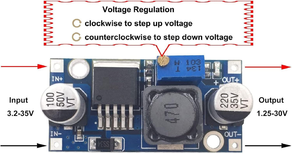 6 Pack LM2596 DC to DC High Efficiency Voltage Regulator 3.2-35V to 1.25-30V Buck Converter DIY Power Supply Step-Down Module