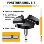 WOBLLMX 3-3/4" Forstner Drill Bit with 3/8" Quick Change Hex Shank