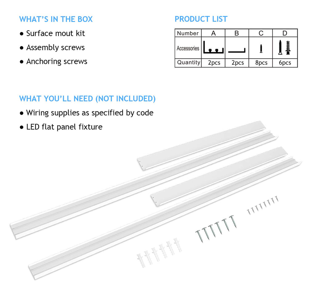10 Pack 2x4 Surface Mount Kit for 2x4 LED Flat Panel Light