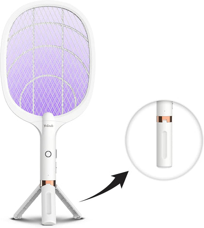 Electric Fly Swatter Racket, Rechargeable Fly Zapper - 4000 Volt, Exclusive 2-in-1 Bug Zapper Racket - USB Charging