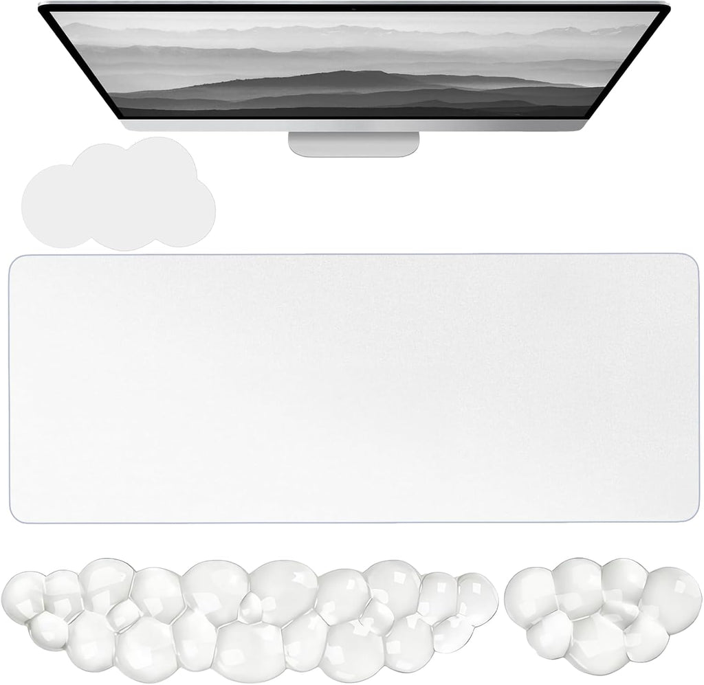 Gel Cloud Keyboard and Mouse Wrist Rest Set Cloud Silicone Clear Mouse Pad with Wrist Rest Extended Frosted Desk Mat