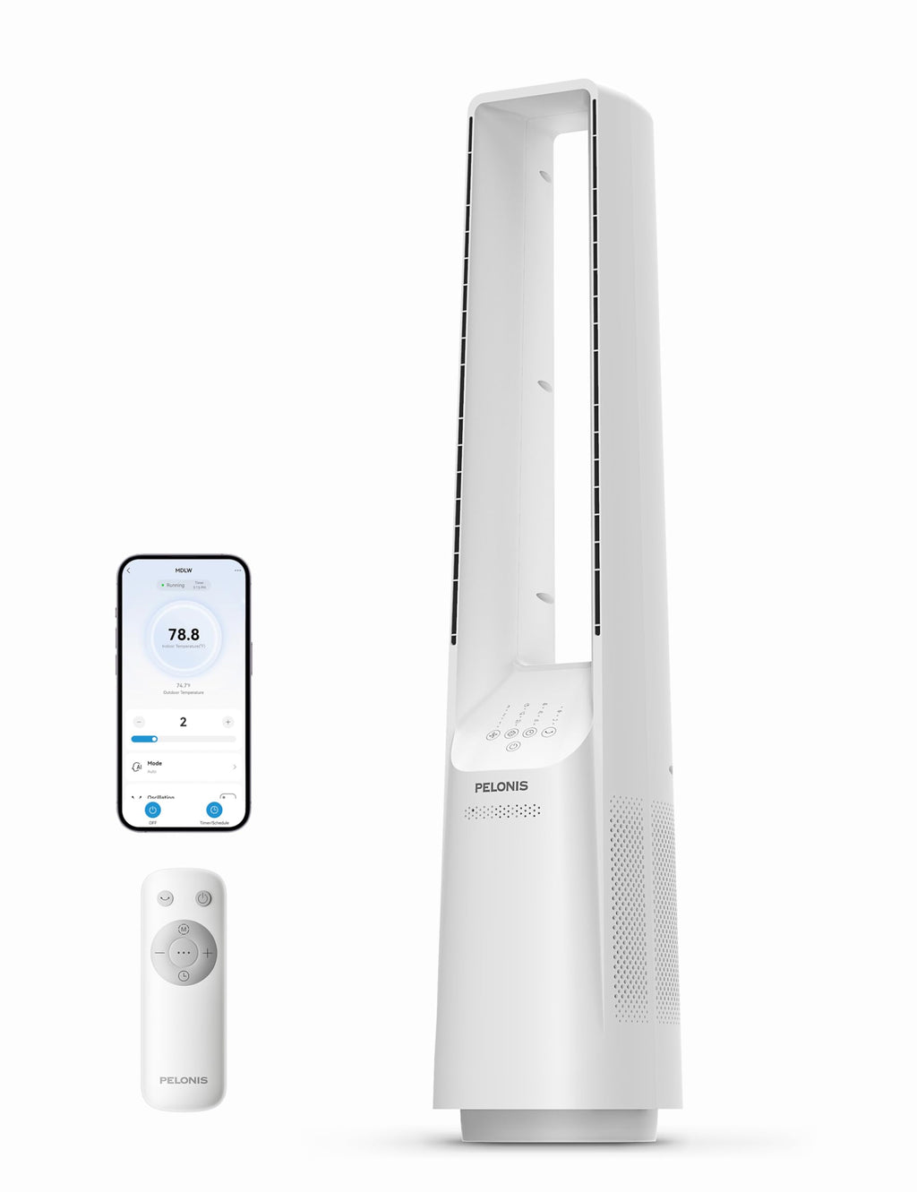 Bladeless Tower Fan with 26-33ft Powerful Airflow, Alexa and Google Compatible, 6-Speed Settings, Quiet DC Motor