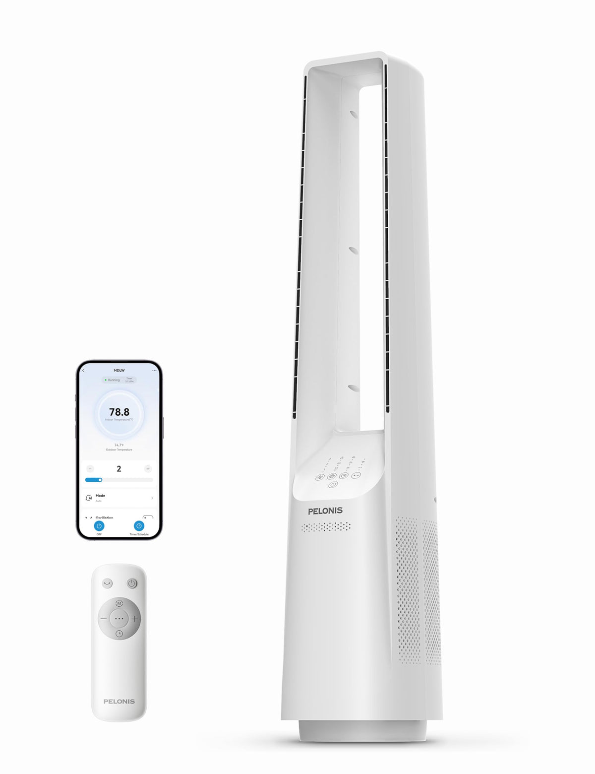 Bladeless Tower Fan with 26-33ft Powerful Airflow, Alexa and Google Compatible, 6-Speed Settings, Quiet DC Motor