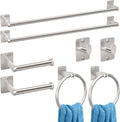 8-Piece Brushed Nickel Bathroom Hardware Set, 24 inch Towel Bar | Towel Racks for Bathroom Accessories Set, Robe