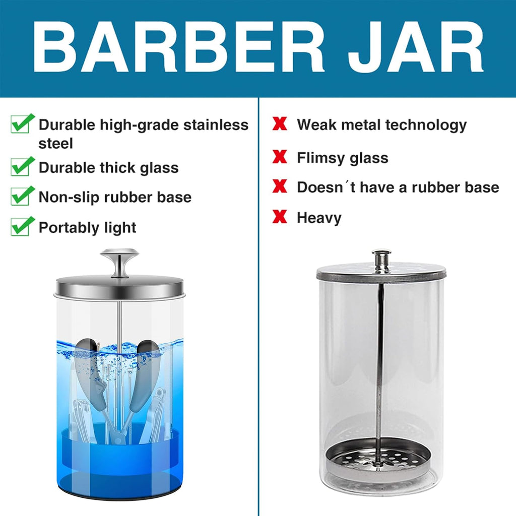 Nail Tool Disinfectant Jar - 21Oz Glass Sterilizer with Removable Strainer Tray