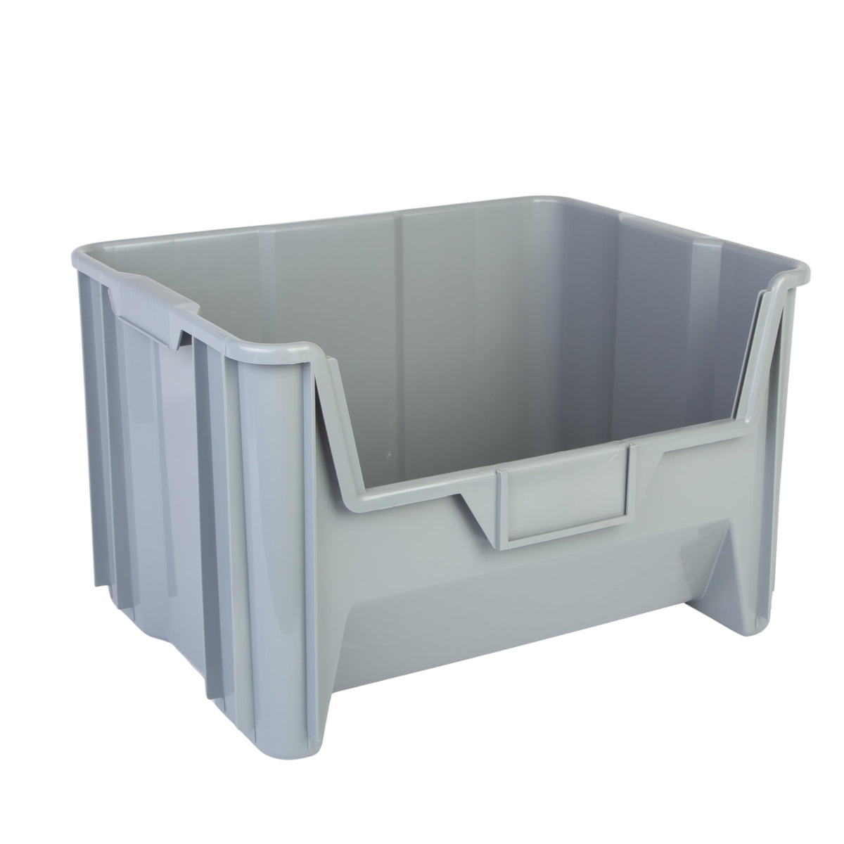 20" x 15" x 12.5" (3 Pack) Plastic Giant Stackable Hopper Bin, Gray