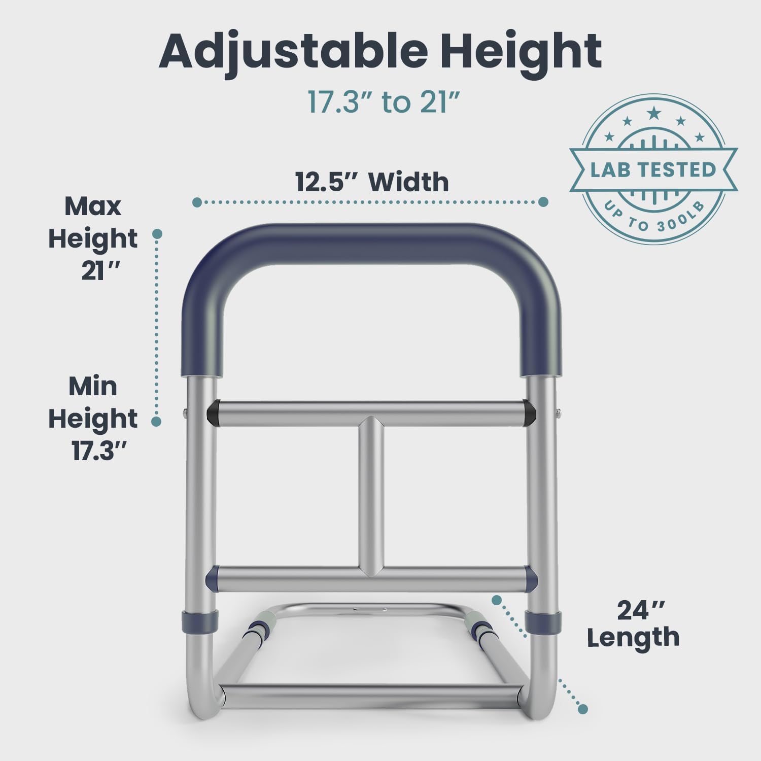 Bed Rails for Elderly Adults Safety, ASTM Compliant, Adjustable Bed Rail with Non-Slip Ergonomic Handle and Storage