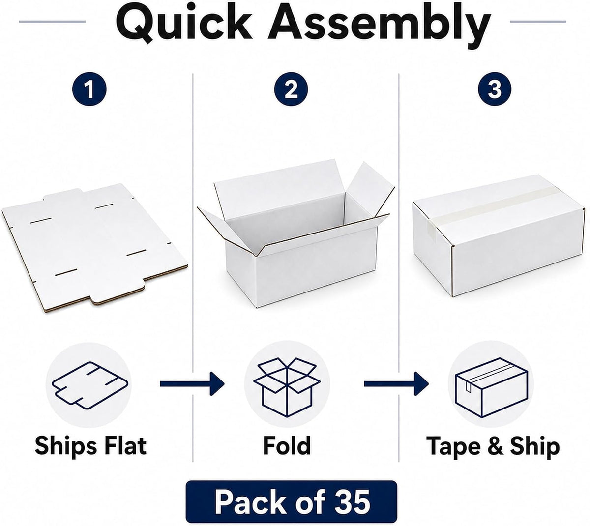 10x6x4 White Shipping Boxes for Small Business, Packing, Set of 35