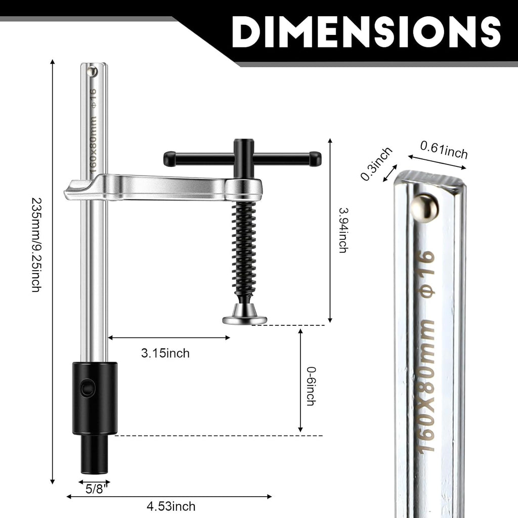 2 Pcs Welding Fixture with T-handle 12 Pcs 5/8 Inch Welding Table Fixture Pin Set Maximum Opening 6-1/2 Inch Throat