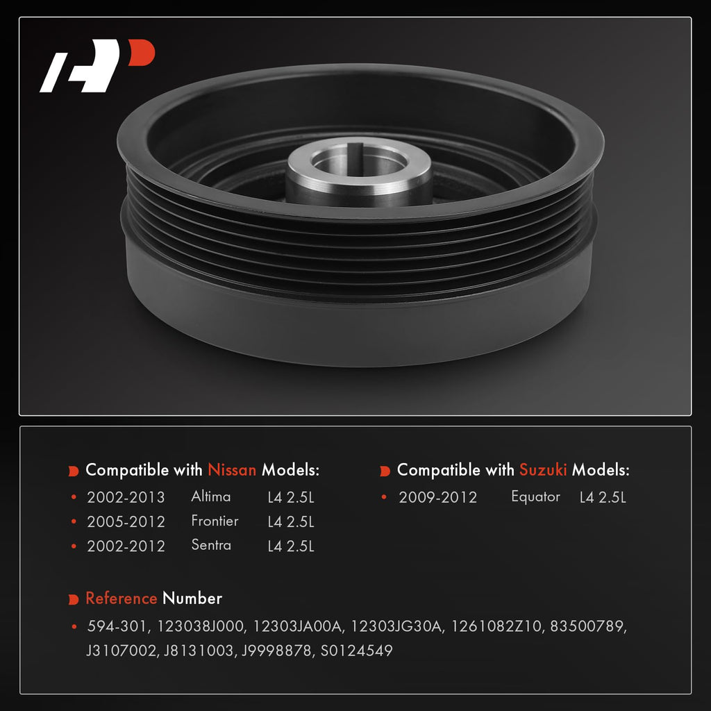 A-Premium Engine Harmonic Balancer Crankshaft Pulley Compatible with Nissan