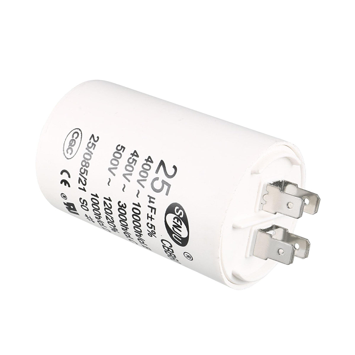 uxcell CBB60 Run Capacitor 25uF AC Double Insert Cylinder 73x44mm White