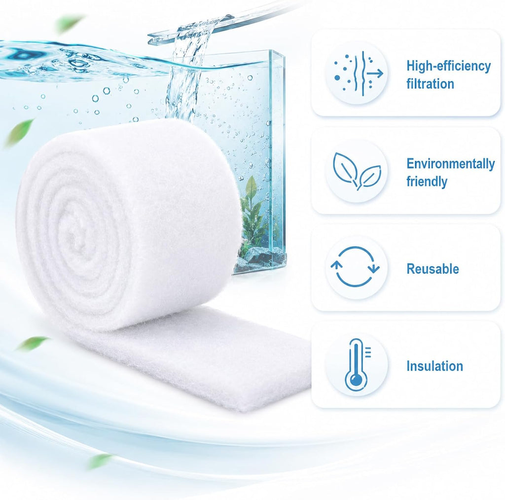 Filter Floss for Fish Tank, Aquarium Filter Floss Rolls, 5.1x157 in
