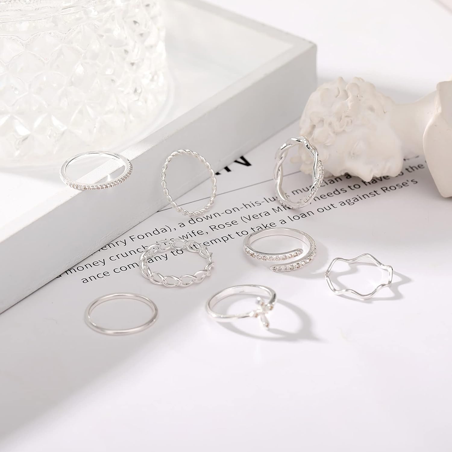 14K Gold Plated Stacking Rings Set for Women, Stackable Knuckle Thumb Rings Thin Dainty Silver Rings for Women