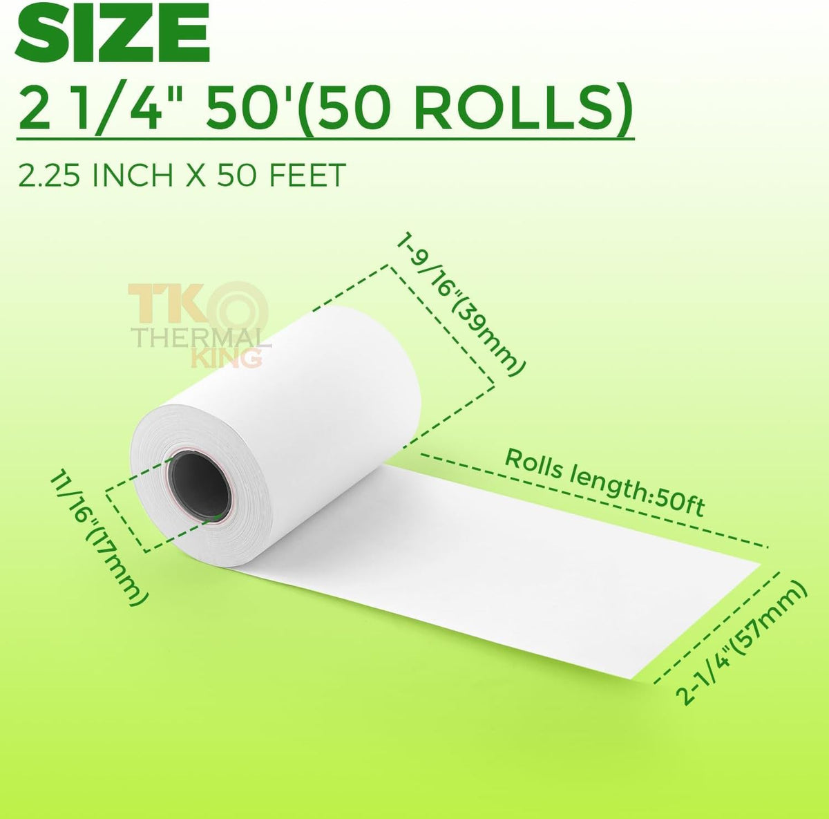 2 1/4" x 50' Credit Card Thermal Receipt Paper 50 Rolls