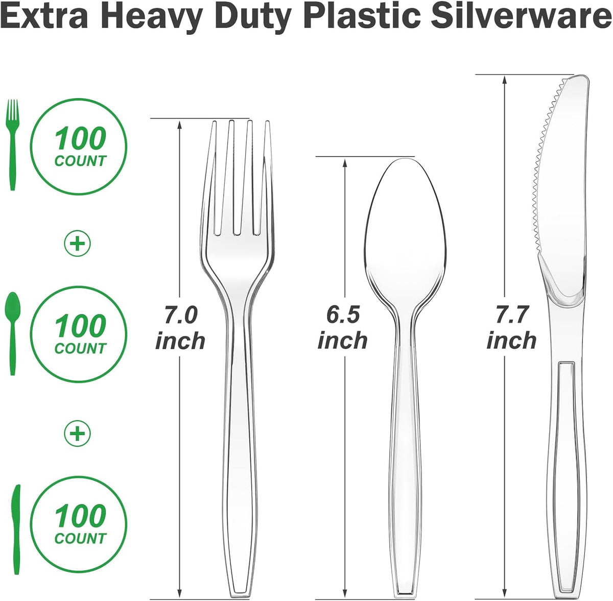 300 Count Extra Heavy Duty Clear Plastic Silverware