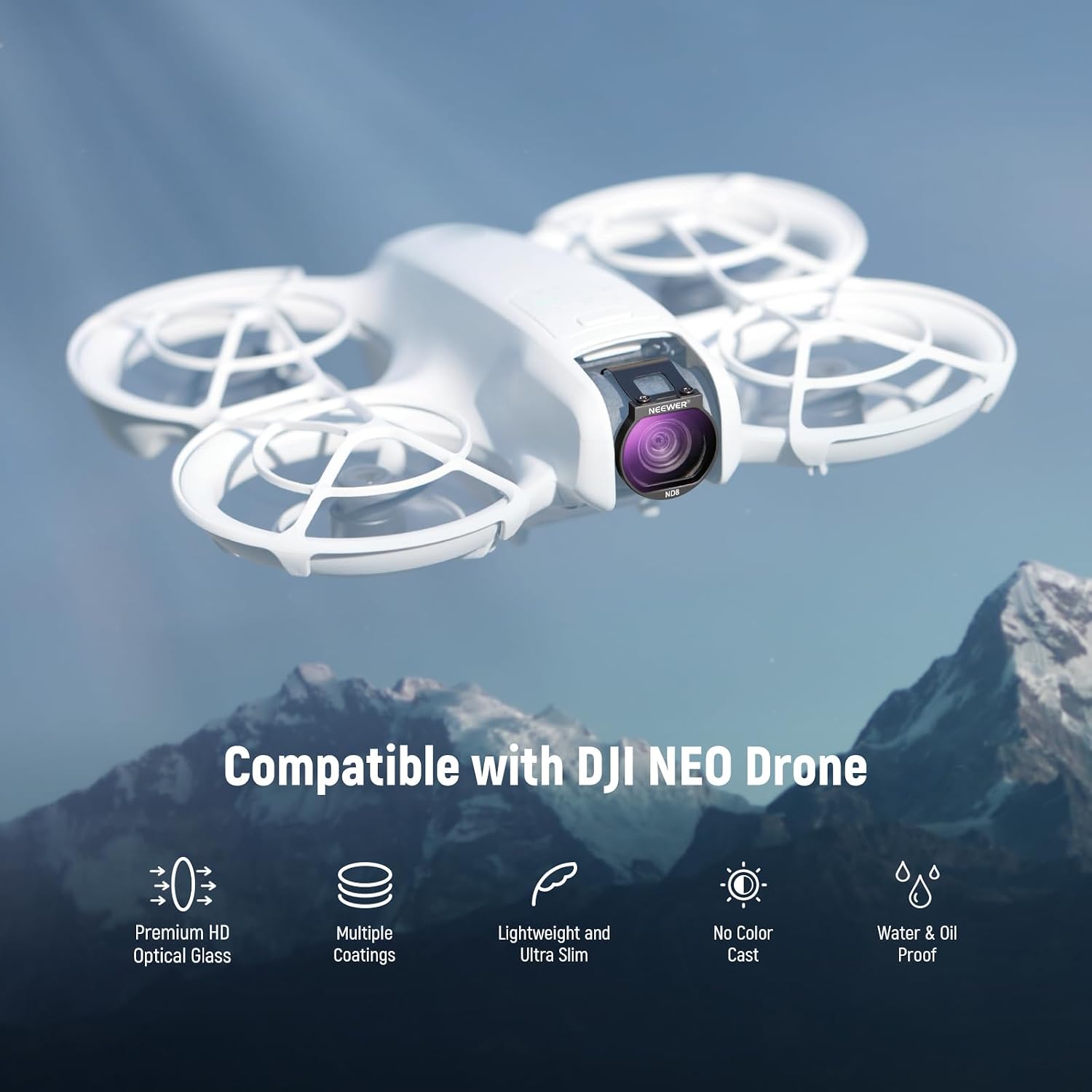 ND Filter Set Compatible with DJI NEO, 6 Pack ND8/ND16/ND32/ND64/CPL/UV Neutral Density Circular Polarizer Drone