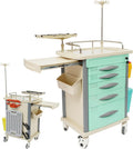 Medical Rolling Crash Cart with Drawers, Rolling Medical Cart, Adjustable IV Pole, CPR Board, O2 Holder, Trash Bin