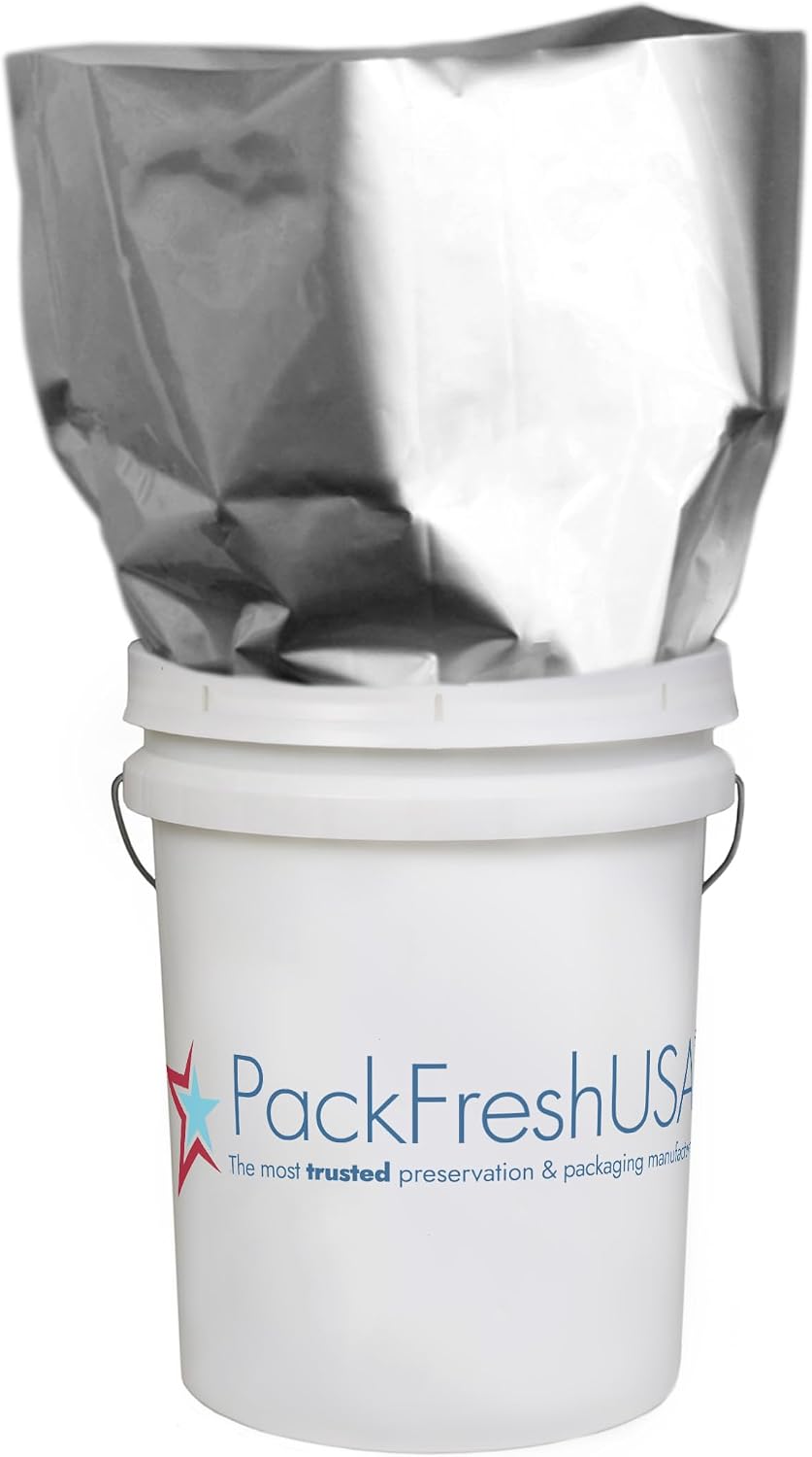 : 5 Gallon Genuine Mylar Bags (19" x 28”) - 2000cc + 500cc High Capacity Oxygen Absorber - Rounded Corners - Heat
