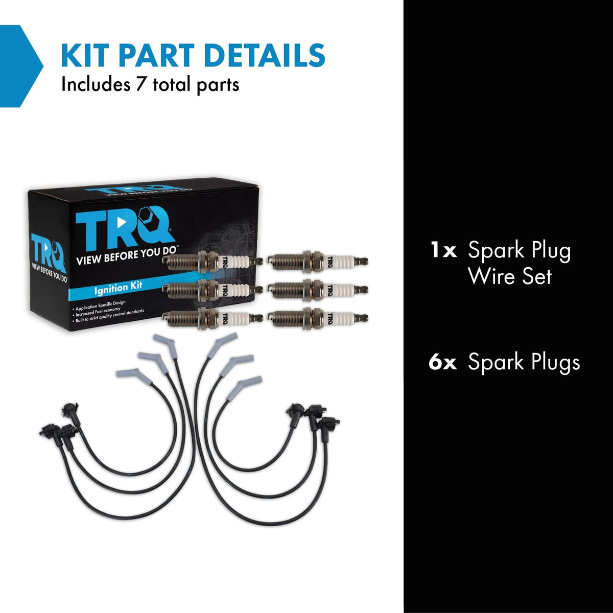 TRQ Spark Plug Kit 7 Piece Iridium Spark Plugs