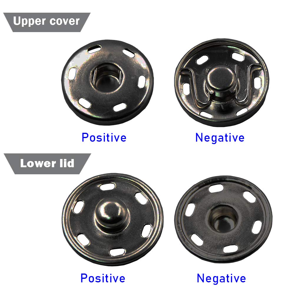 50 Sets Sew-on Snap Buttons, Gun Black