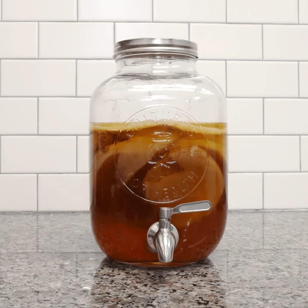 Continuous Kombucha Brewing Jar with Spigot | 5 Liter Glass Jar with Spout for DIY Fermentation | Long Term Kombucha