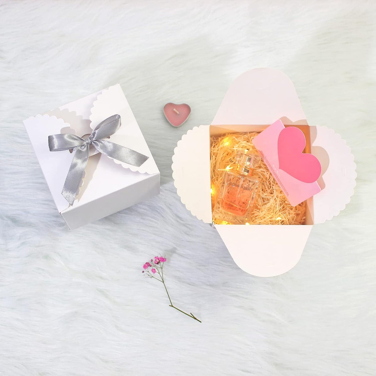 Small White Gift Boxes with Lids, 10 Party Favor Boxes, 4.75 Inch