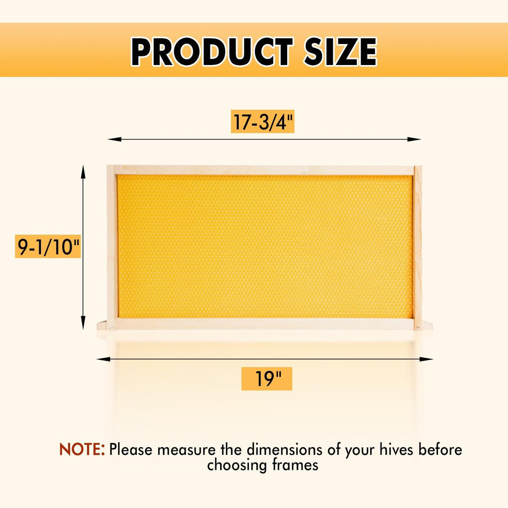 10 Pack Beehive Frames with Wax Dipped Plastic Foundations, Deep Brood Box Bee Frames 9-1/8 Inch for Beekeeping (Yellow)