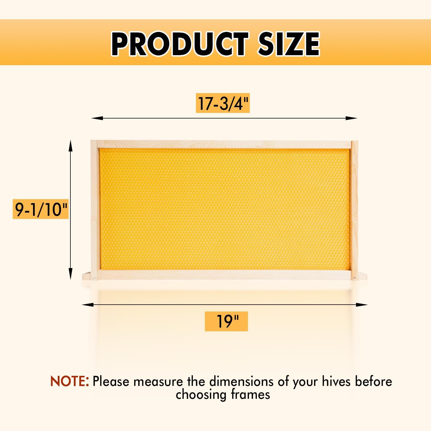 10 Pack Beehive Frames with Wax Dipped Plastic Foundations, Deep Brood Box Bee Frames 9-1/8 Inch for Beekeeping (Yellow)
