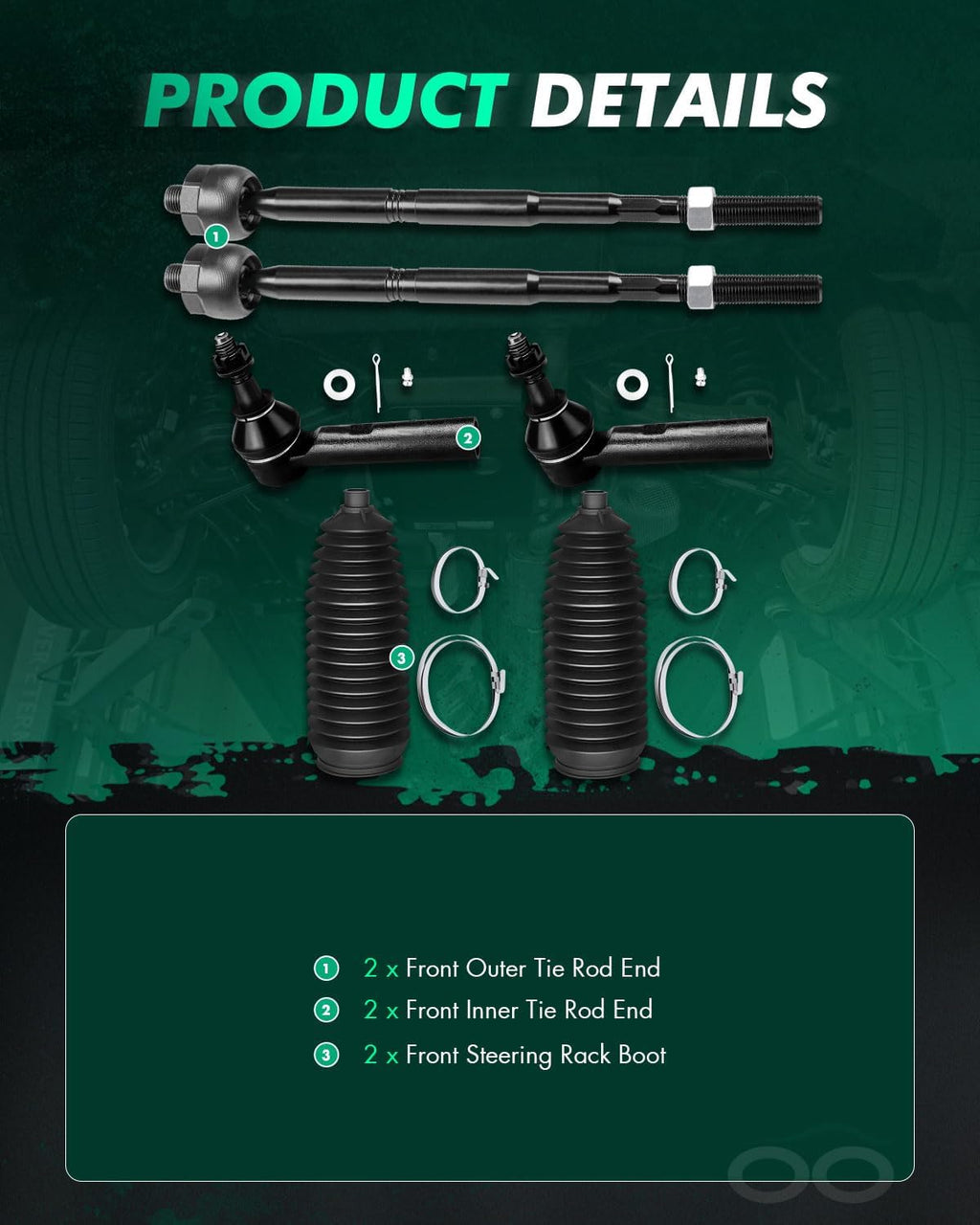 SCITOO 6pcs Front Tie Rod Kit for Chevy Equinox, for GMC Terrain