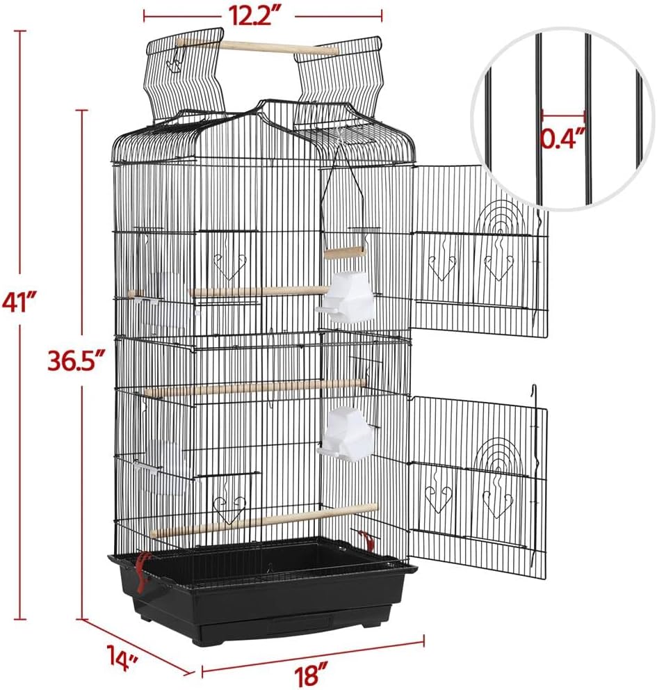 41-inch Open Top Medium Bird Cages for Parakeets Finches Canaries Lovebirds Small Quaker Parrots Cockatiels Budgie