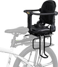 Rear Child Bike Seat, Rear Wraparound Kid Bike Seat Adjustable Backrest Arc Height with Harness and Pedals, Toddler