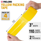 3" x 110 Yards Yellow Packing Tape, 4 Rolls - 2.0 Mil Carton Sealing Tape