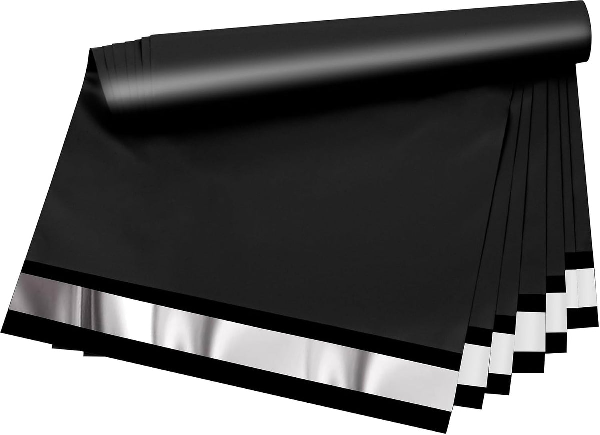 Poly Mailers 10 x 13 Inch, 25 Count, Black 2.4 Mil Self-Seal Bags