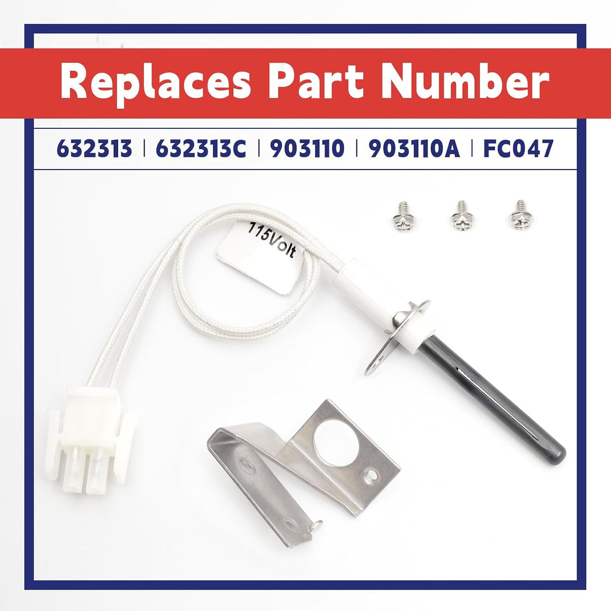 Upgraded 903110A 903110 Universal Furnace Hot Surface Ignitors With Plug, Round Silicon Nitride Hot Surface Igniters Kit Replacement for Nordyne Furnace Igniters 632504