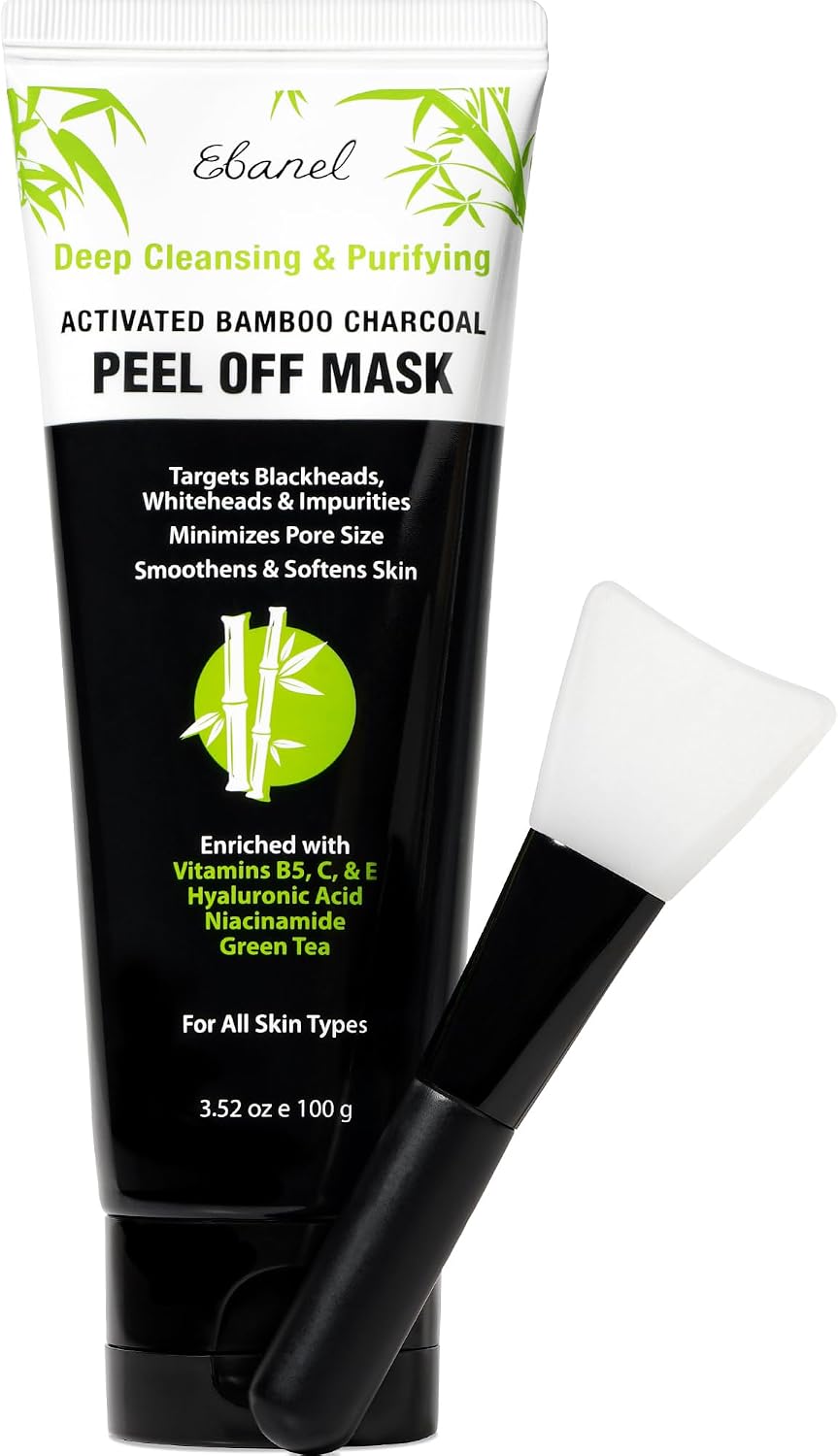 Charcoal Peel Off Face Mask Applicator Set, Deep Pore Cleansing Mask | Pore Minimizer Blackhead Remover with